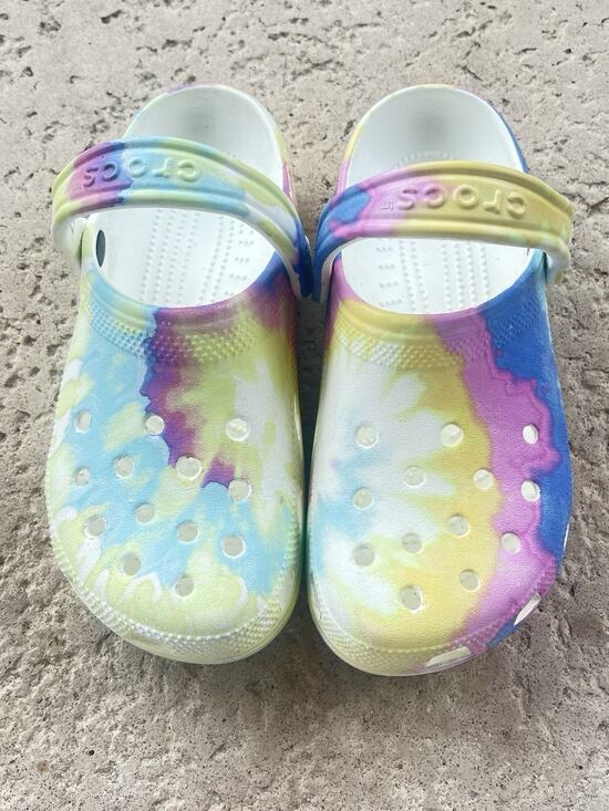 CROCS Shoes - Crocs Classic Multi Color Tie Dye Graphic Pastel Clog Shoes Unisex Wm 7/ M5